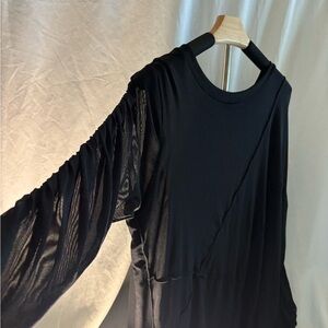 Black Shirt With Ruched Sleeves